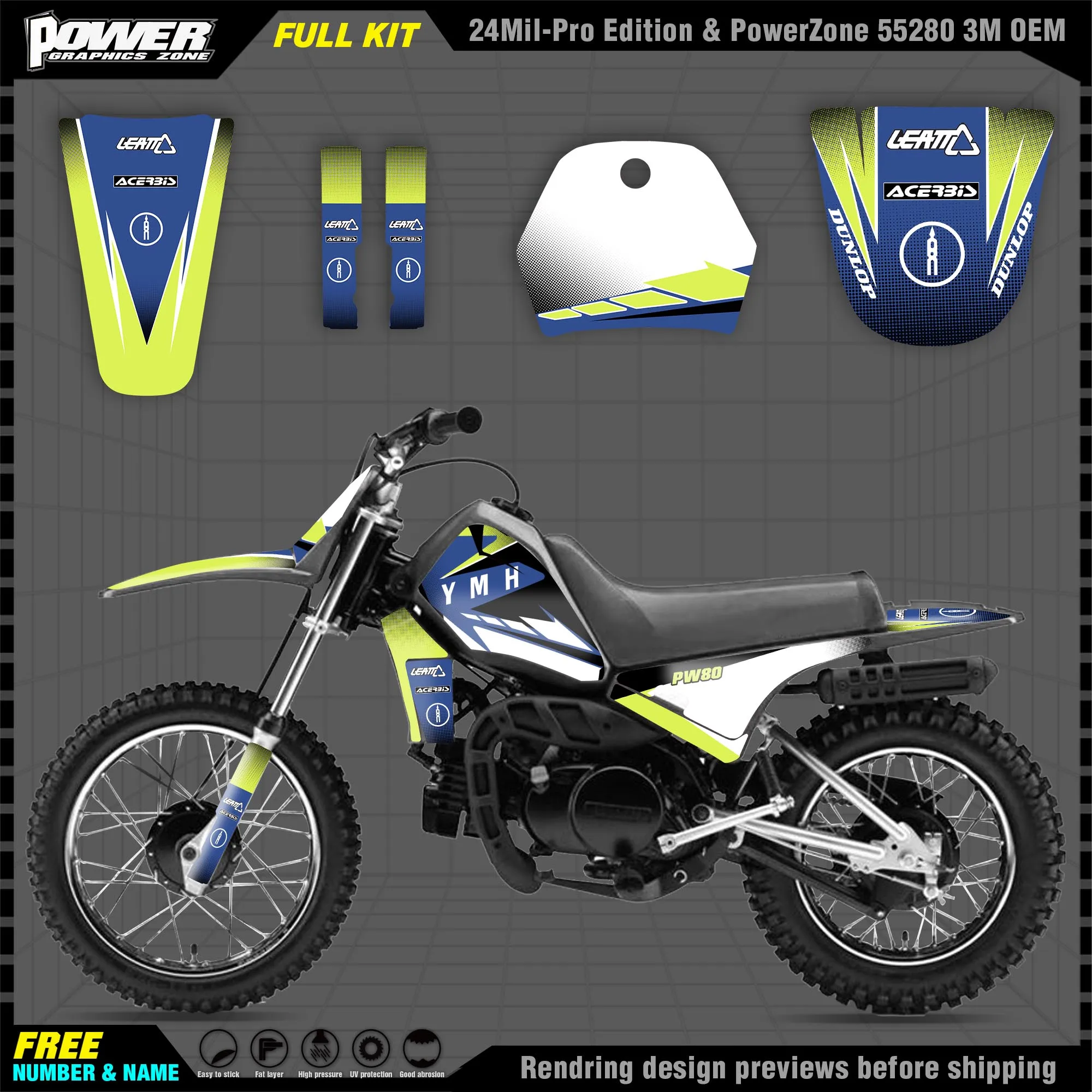 PowerZone Custom Team Graphics Backgrounds Decals 3M Stickers Kit For