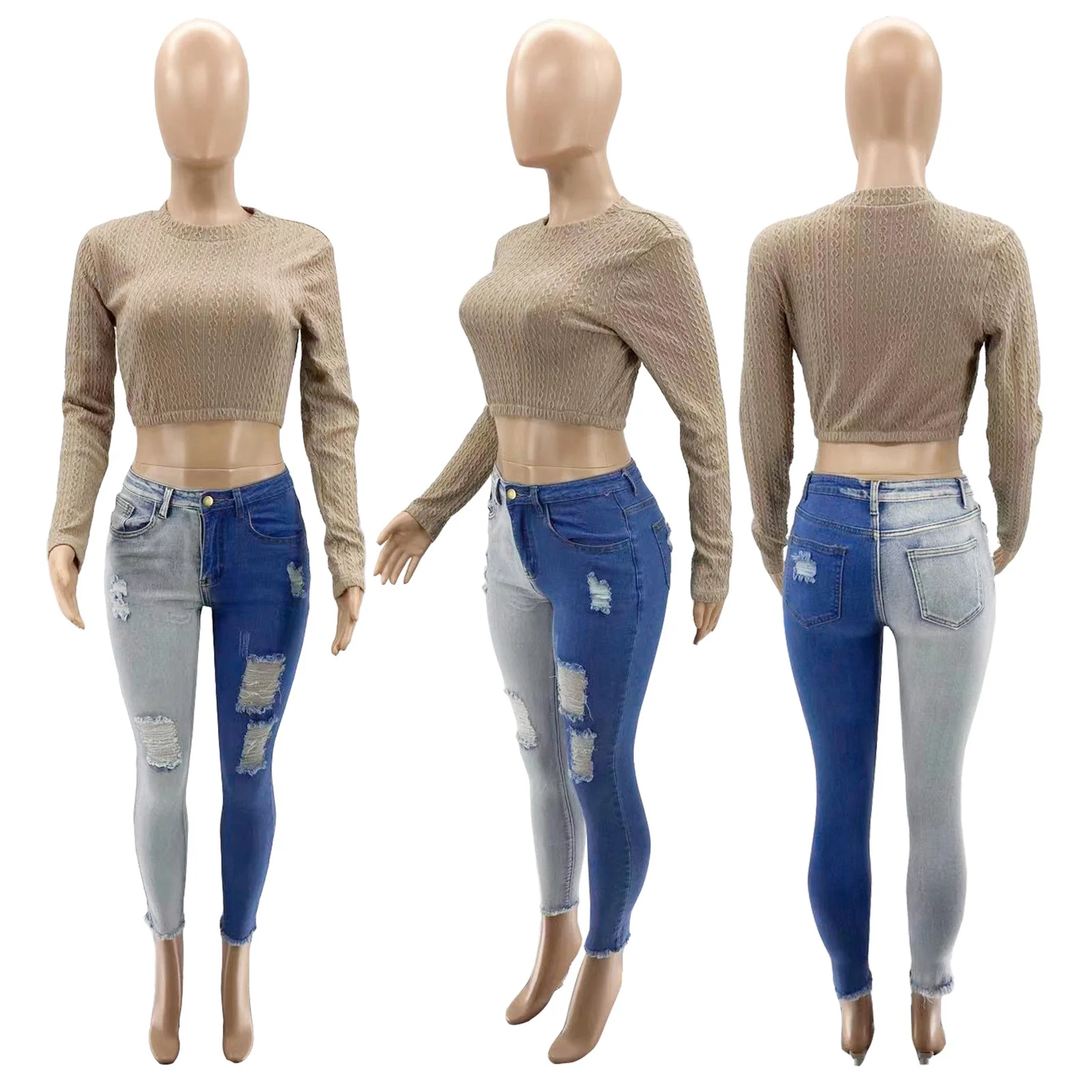 skinny jeans Jeans Pants for Women Ripped Jeans Pants Aesthetic Female Streetwear Vintage Denim Hollow Out Skinny Trousers women's fashion