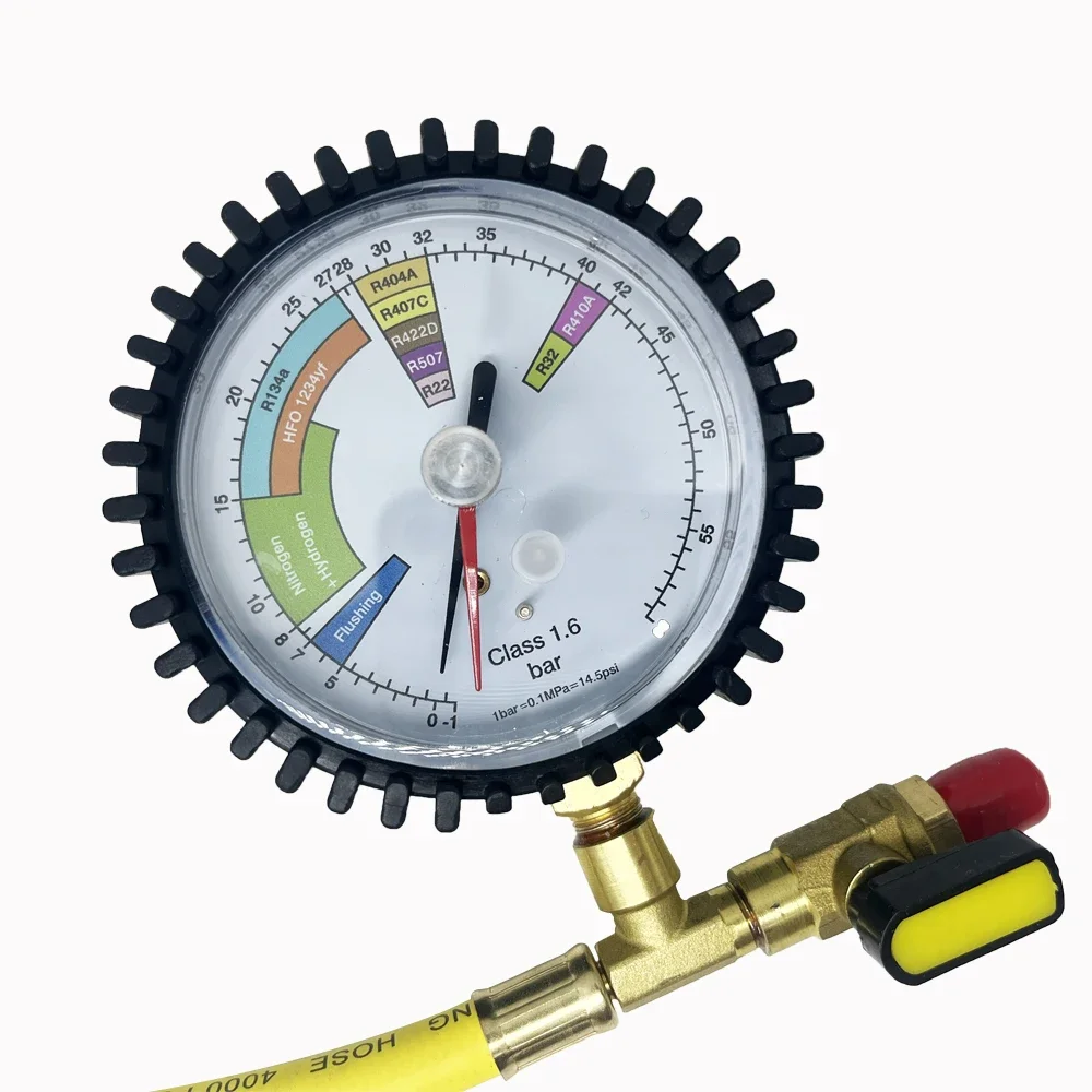 Nitrogen Pressure Gauge Tester for Air Conditioning Refrigerant Car HVAC System R134a R22 R407C R410A R404A R507 R32