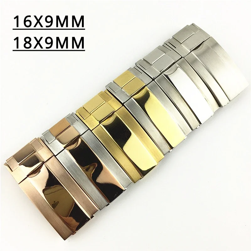 

Часы аксессуары для Rolex Submariner Series 16 18x9 мм ремешок мужские часы кнопка Складная предохранительная Пряжка стальные часы с твердой застежкой