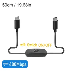 USB - C to Type - C Power Switch Cable with Fast Charging and Data Transfer (PD 60W - 50cm)