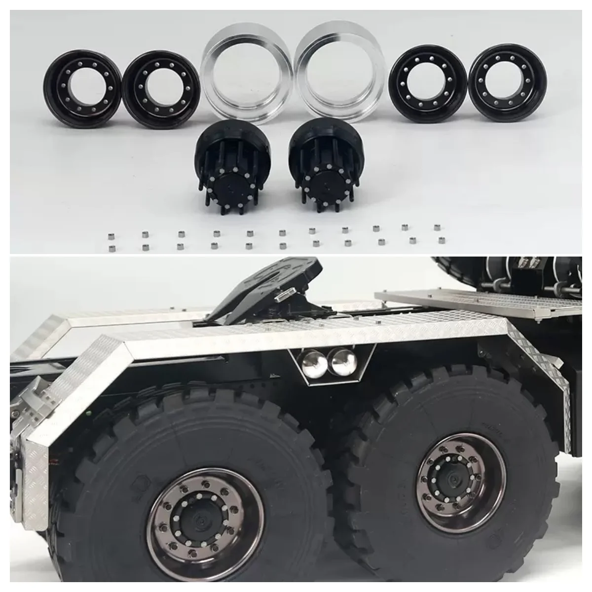1 Paar Metall-Simulationsrad-Hinterradnaben für 1/14 Tamiya RC Truck Elektroauto für Scania für MAN für Volvo RC Zubehör