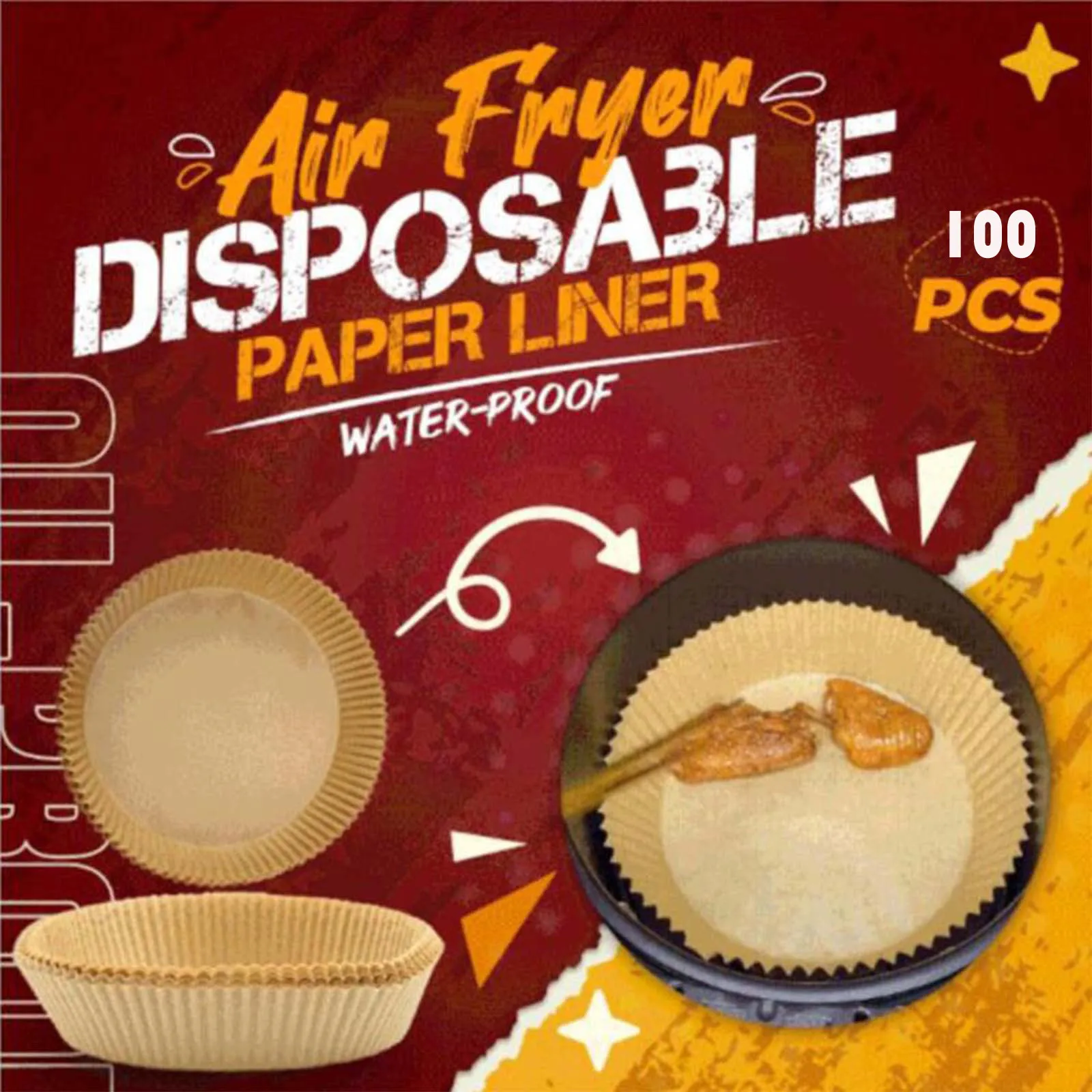 0 100PCS Fryer Pad Paper Food Baking Paper High Temperature Resistant Fryer для кухни полезные вещи useful things for home