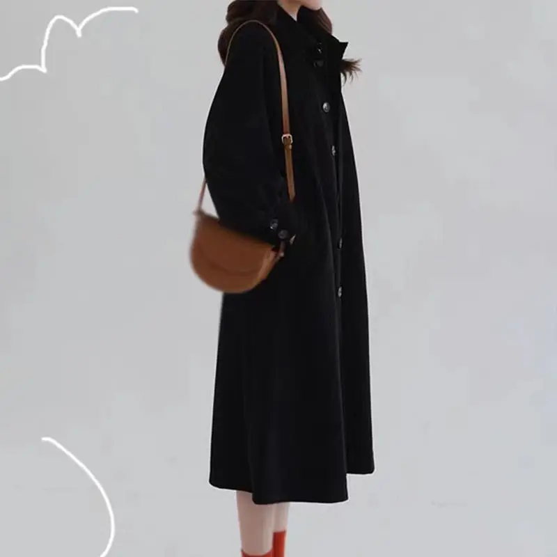 2022 Autumn  And Winter New Style Slim Fit Hepburn Style Mid Length Thickened Wool Coat Women's Trend