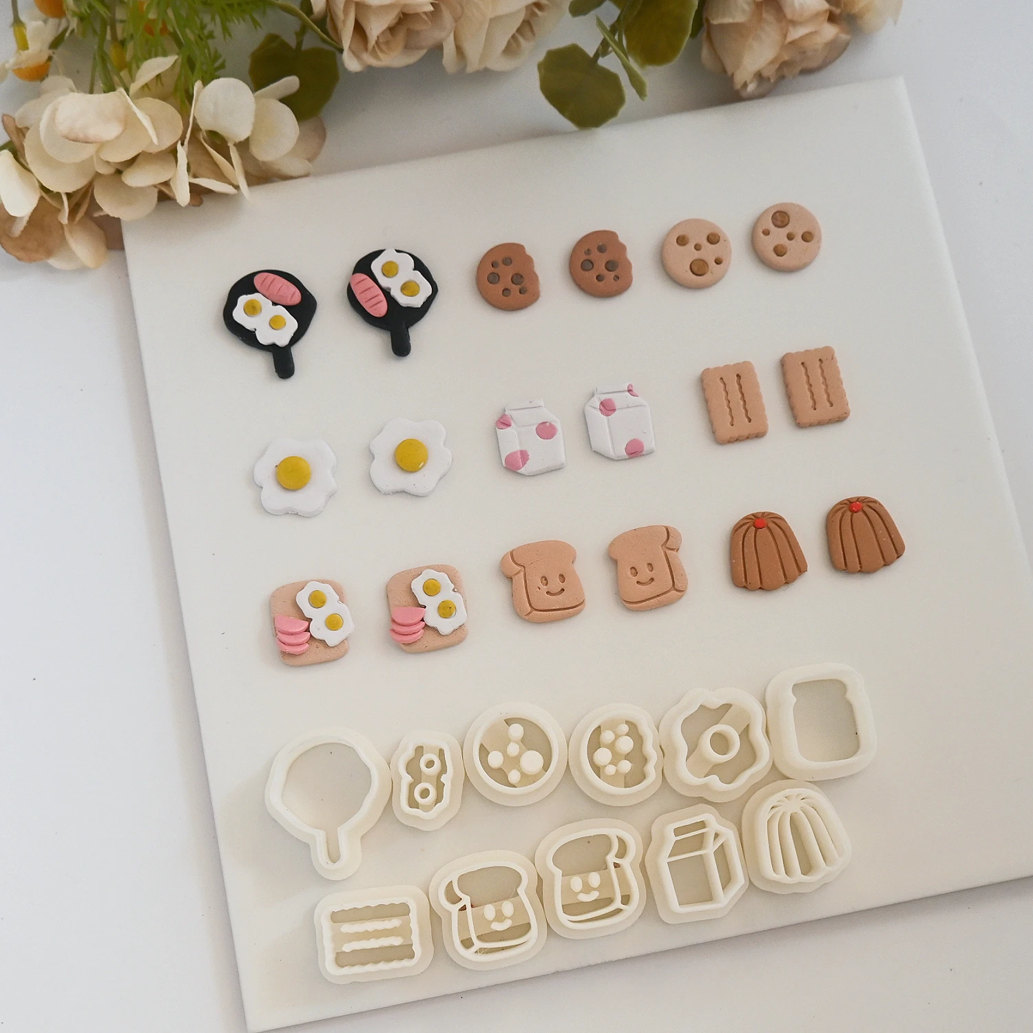 Breakfast/Bread/Eggs/ Biscuits/Milk Polymer Clay Cutter Clay Tool Diy Earring Pendant Jewelry Molding Cutting Mold Ceramic Tool
