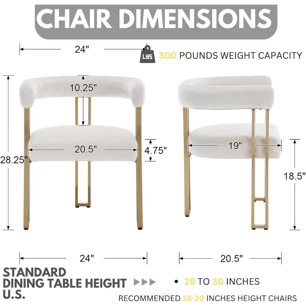 Dining Room Chairs Set of 4 with Arms Glam Barrel Chairs with Gold Chrome Legs Velvet Modern Side Chairs 2