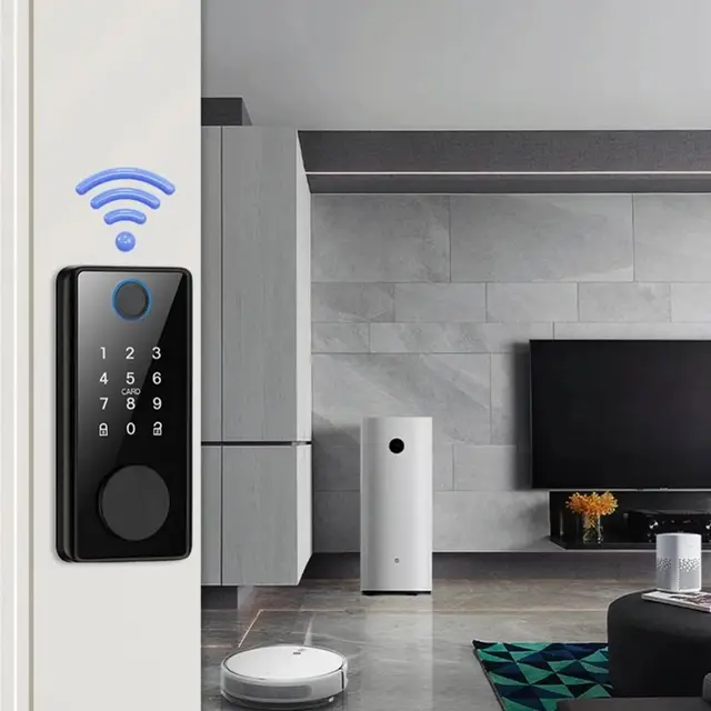 Aluminum Alloy Smart Card Digital Code Lock Anti-theft Design Bluetooth-compatible Biometrics Door Lock Easy Installation 2