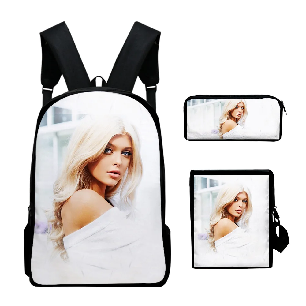 Popular Fashion Loren Gray 3D Print 3pcs/Set pupil School Bags Laptop Daypack Backpack Inclined shoulder bag Pencil Case