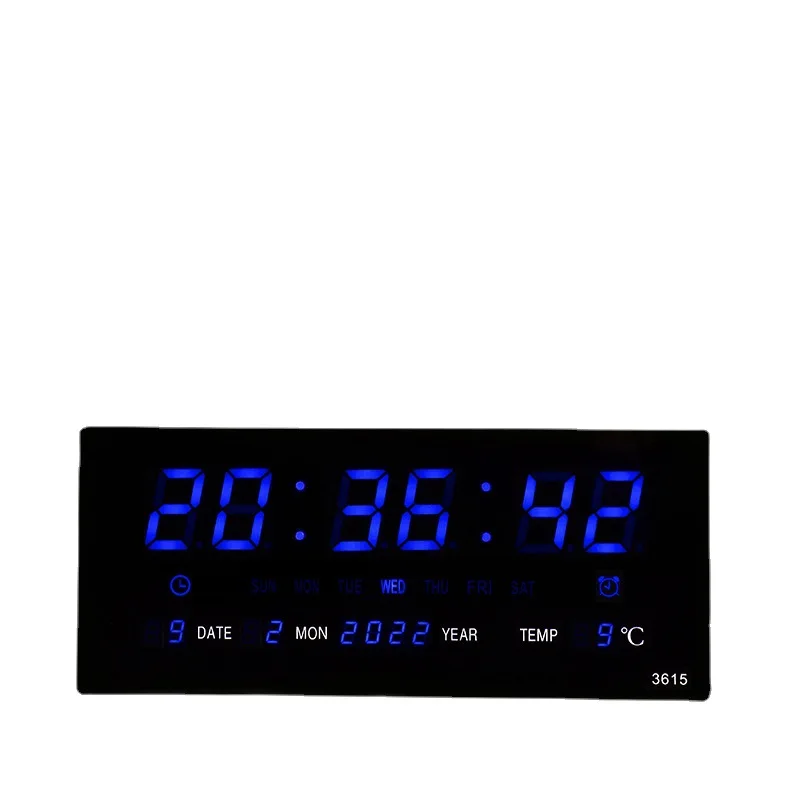 Luminous Electronic Wall Clock Alarm Hourly Chiming Temperature Calendar Table Clocks with EU/UK/US/AU Plug Digital LED Clocks 