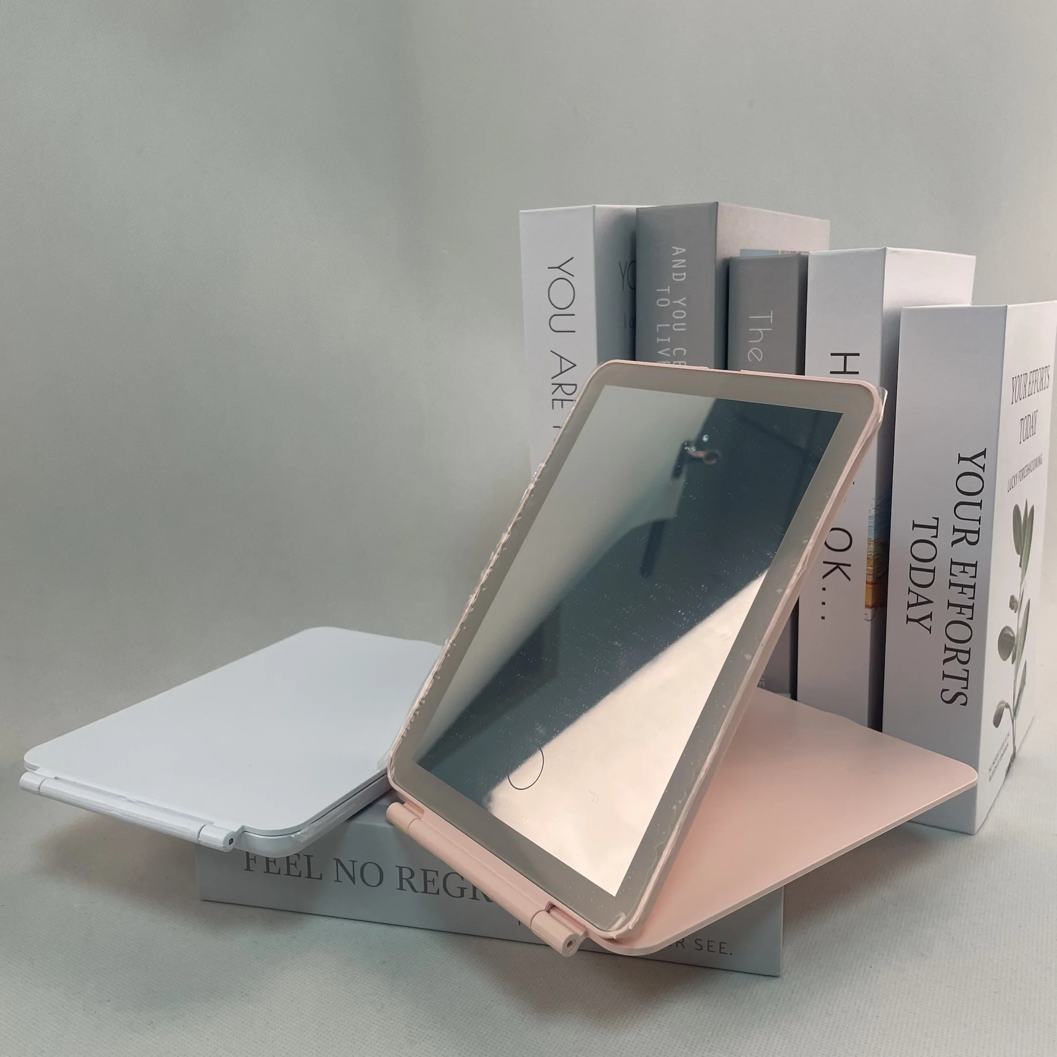 Description Picture 5 of itemPortable Vanity Mirrors 3 Color LED Light Dimmable Touch Screen Makeup Mirror Rechargeable Foldable Tabletop Light Up Mirror