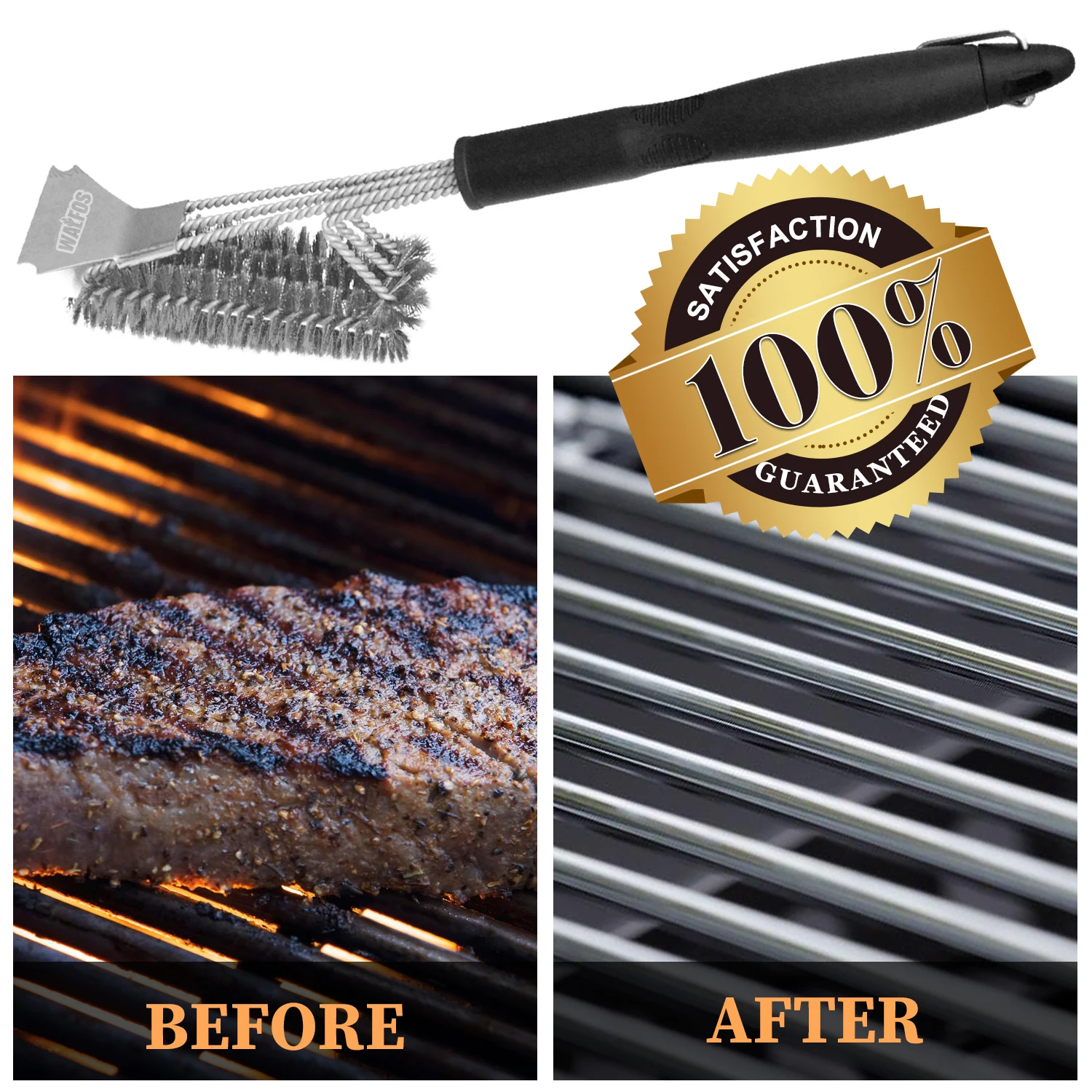 Walfos Barbecue Net Cleaning Brush Stainless Steel Wire Brush To Wash The Barbecue Grill Accessories BBQ Clean Tool