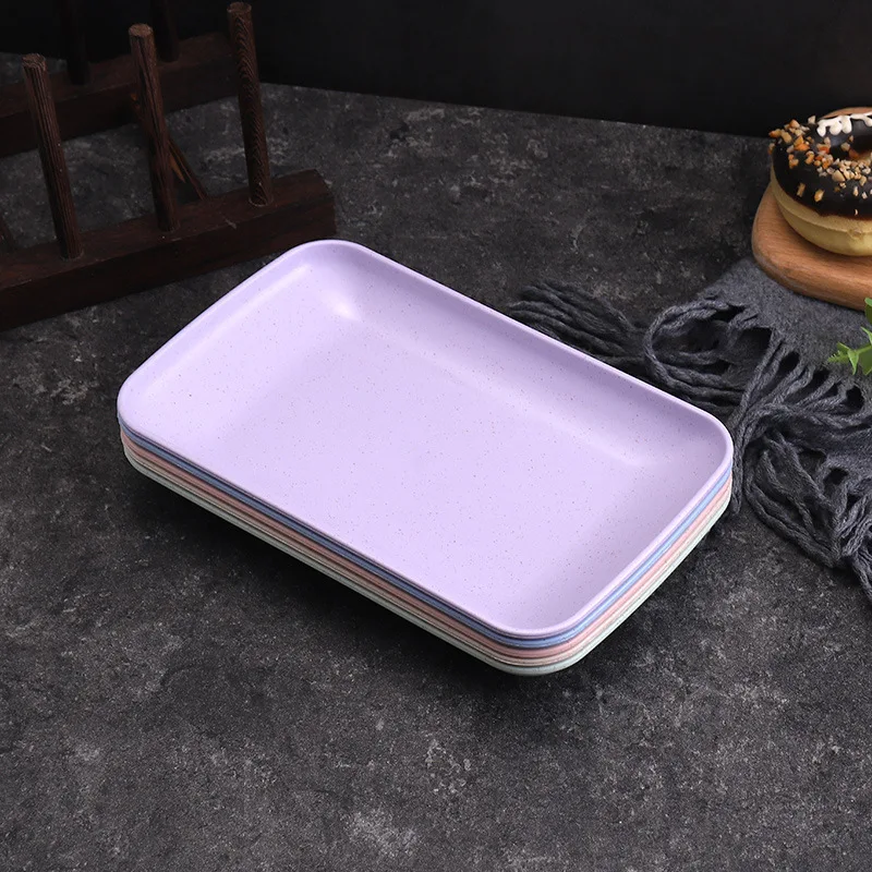 5PC Wheat Straw Plates Unbreakable Reusable Plate Set Perfect Dinner Dishes Bone Collection Plates Tableware for Home Kitchen