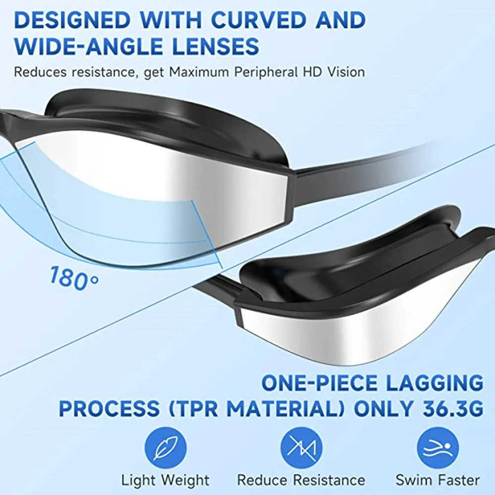 Findway Adult Swimming Goggles UV Protection Soft Silicone Nose Pad Replaceable Anti-Fog Leakproof Men Women Swimming Glasses 3