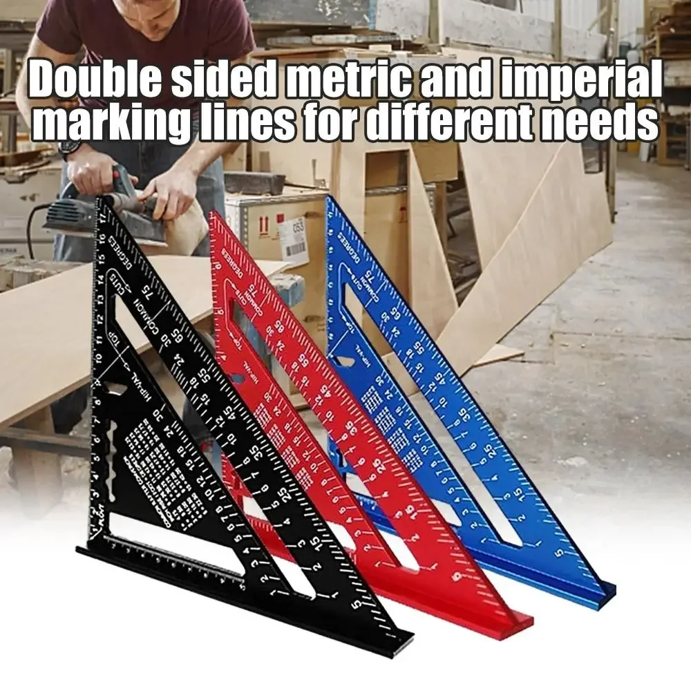 New 7Inch Triangle Ruler Measurement Tool Aluminium Alloy Carpenter Tools Inch Metric Angle Ruler Speed Square Woodworking 2030