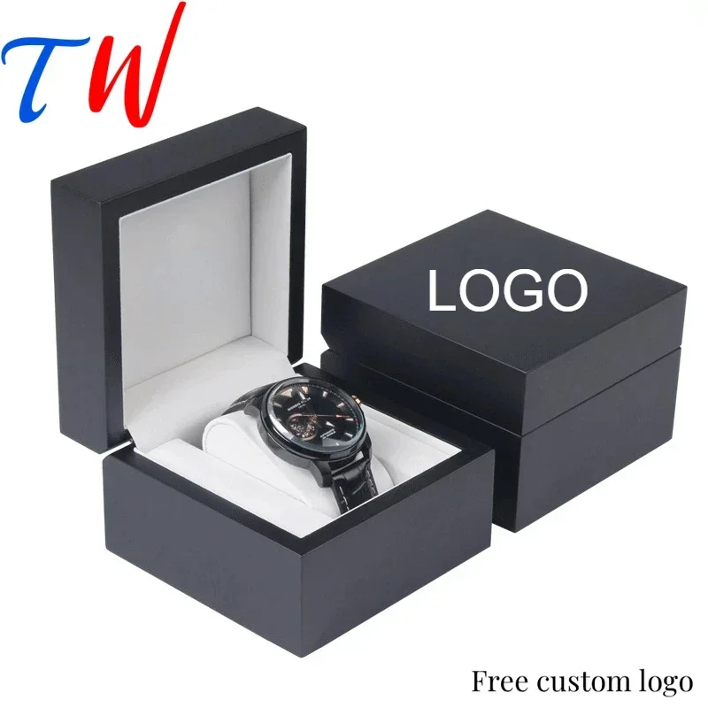 White Lining Free Customizable Watch Case Box Black Matte Paint Men Famous Watches Box Storage Packing Dustproof Organizer