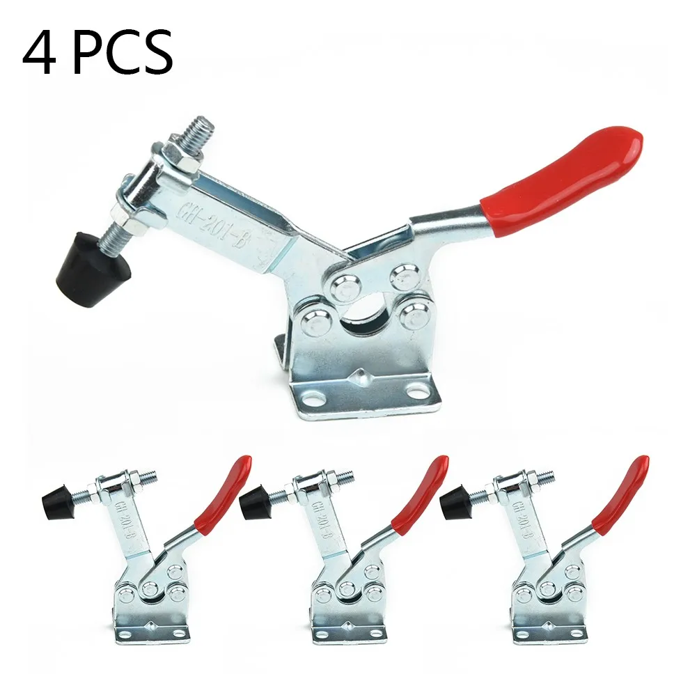 

4Pcs GH-201-A Toggle Clamp Push-pull Horizontal Clamp Quick Release 90kg Vertical Anti Slip Woodworking Assembly Welding Fixing