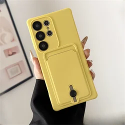 Premium Liquid Silicone Card Holder Case - Ultra Slim & Durable Design for SamsungS24Plus (Yellow)