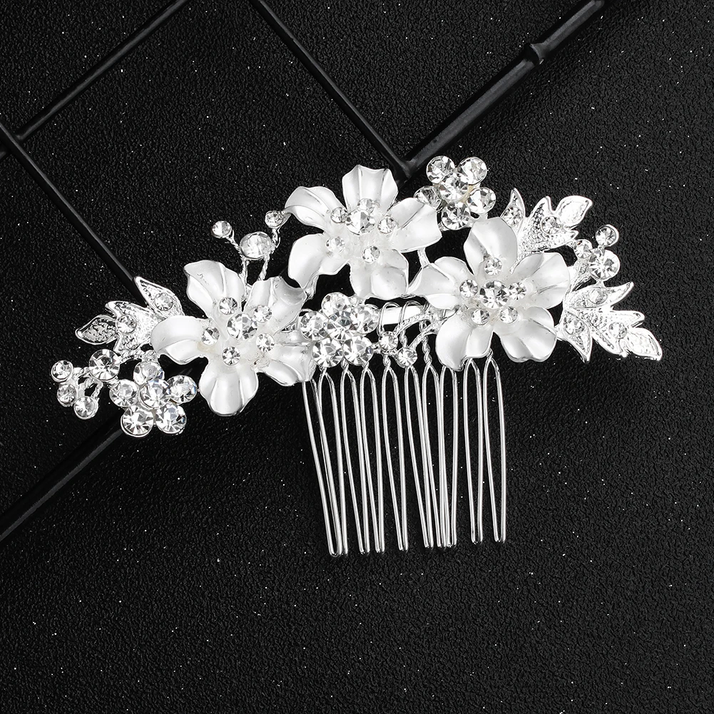 Gold/Silberfarbene Metall-Haarkämme, handgefertigte Hochzeits-Haarkämme für Bräute, blumenförmige Haarspangen, Hochzeits-Accessoires – Detail 9