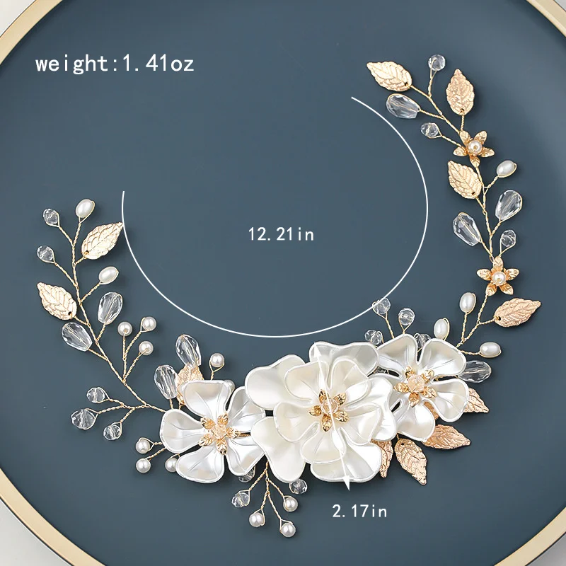1 Stücke Braut Hochzeit Haarranke Perlenblätter Modellierung Haarbänder Kopfschmuck Barock Braut Brautjungfer Haarbänder – Detail 2