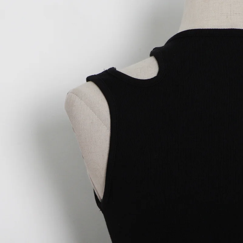 Casual y2k White Cut Out Women's T Shirt Round Neck Sleeveless Slim T Shirts Female Clothing 2022 Summer Fashion crop top women