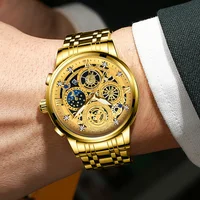 BINBOND luxe Quartz pour hommes montre bracelet en acier inoxydable cadran de luxe lumineux 30M étanche hommes d'affaires montre-bracelet 6