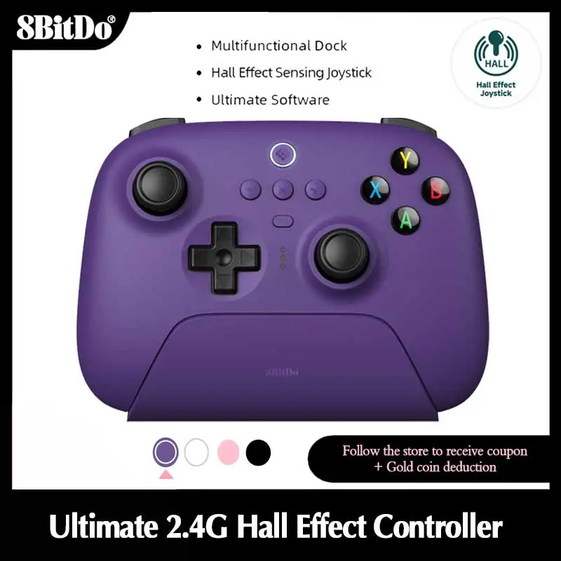 8BitDo Ultimate Wireless 2.4G Gaming Controller with 2.4g Adapter Charging Dock for PC Windows 10 11 Android Steam Raspberry Pi