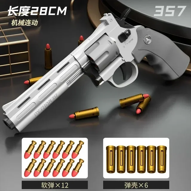 Continuous Firing ZP5 357 Revolver Launcher Pistol Soft Dart Bullet Toy Gun CS Outdoor Game Weapon for Kids Adult 6