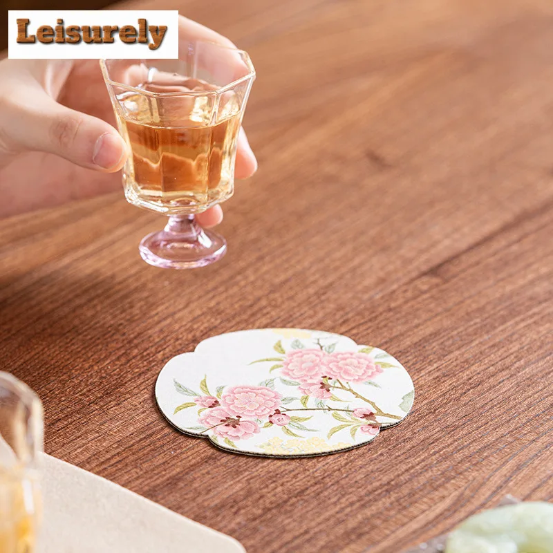 5pc/set Floral Double-sided Fabric Coasters Elegant Hot Pad for Coffee Cups Saucer Anti-scald Placemats Teacup Base Cafes Craft