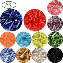 

1250PCS/50g Glass Bugle Beads About 6mm Long 1.8mm in Diameter Hole: 0.6mm for DIY Bracelet Necklaces Crafting Jewelry Making
