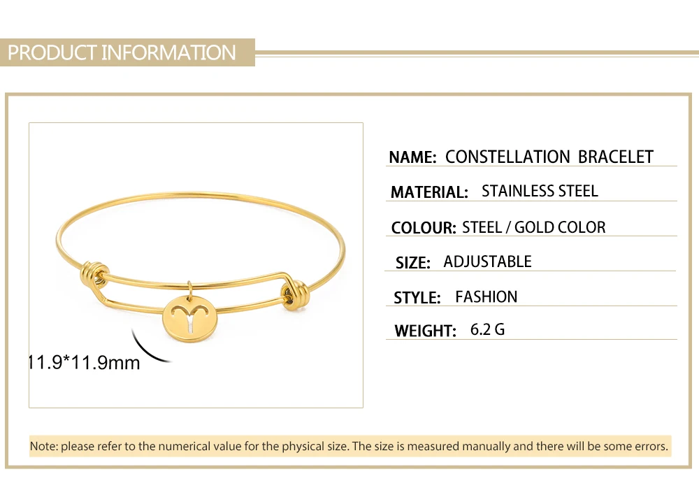 Skyrim Sternzeichen-Armband für Damen, modisch, Edelstahl, Sternbild, Schütze, Widder, Stier, Löwe, Jungfrau, Fische, Armreif, Schmuck – Detail 4