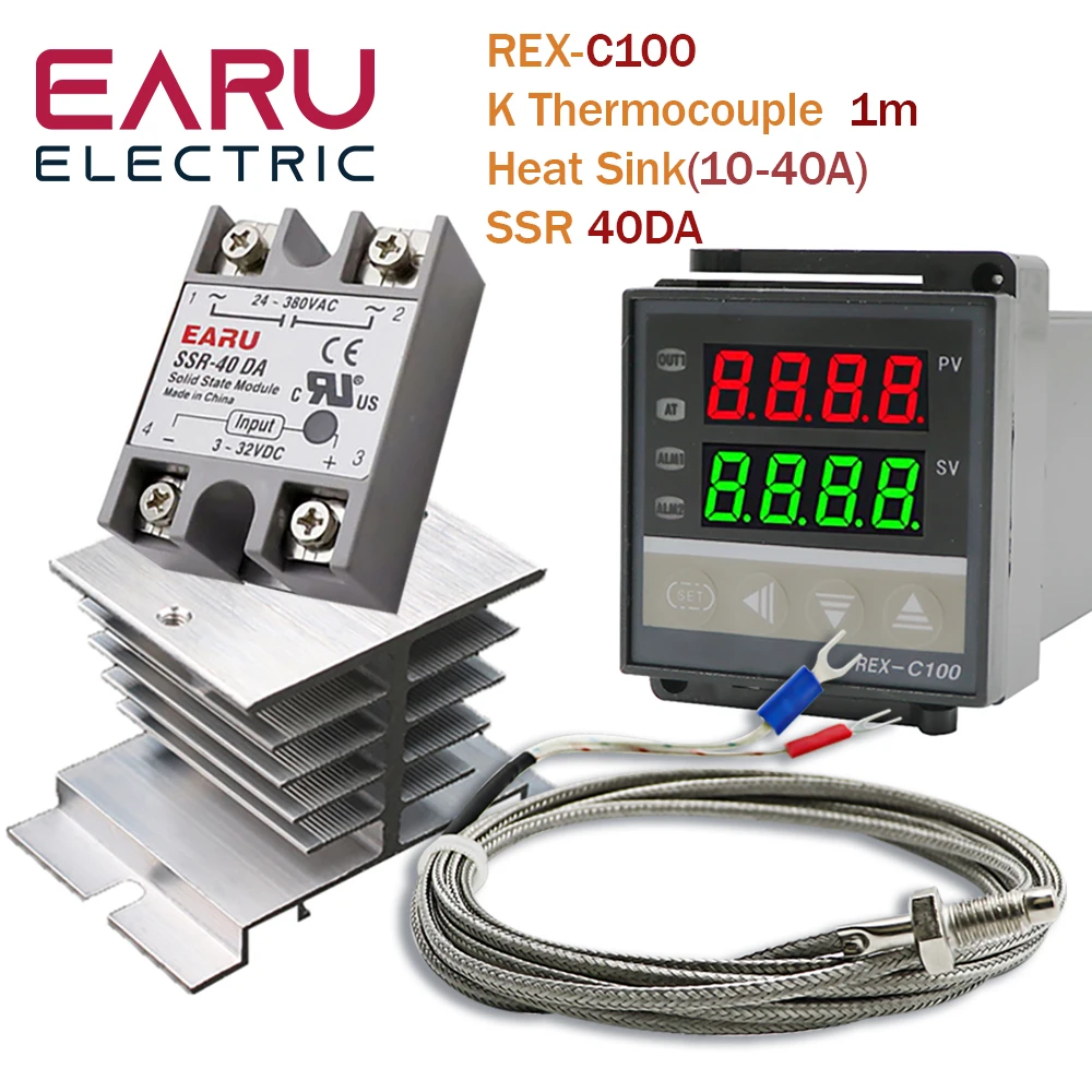 EG_ LN_ CW_ Digital LCD PID REX-C100 Temperature Controller max.40A SSR K Thermo 