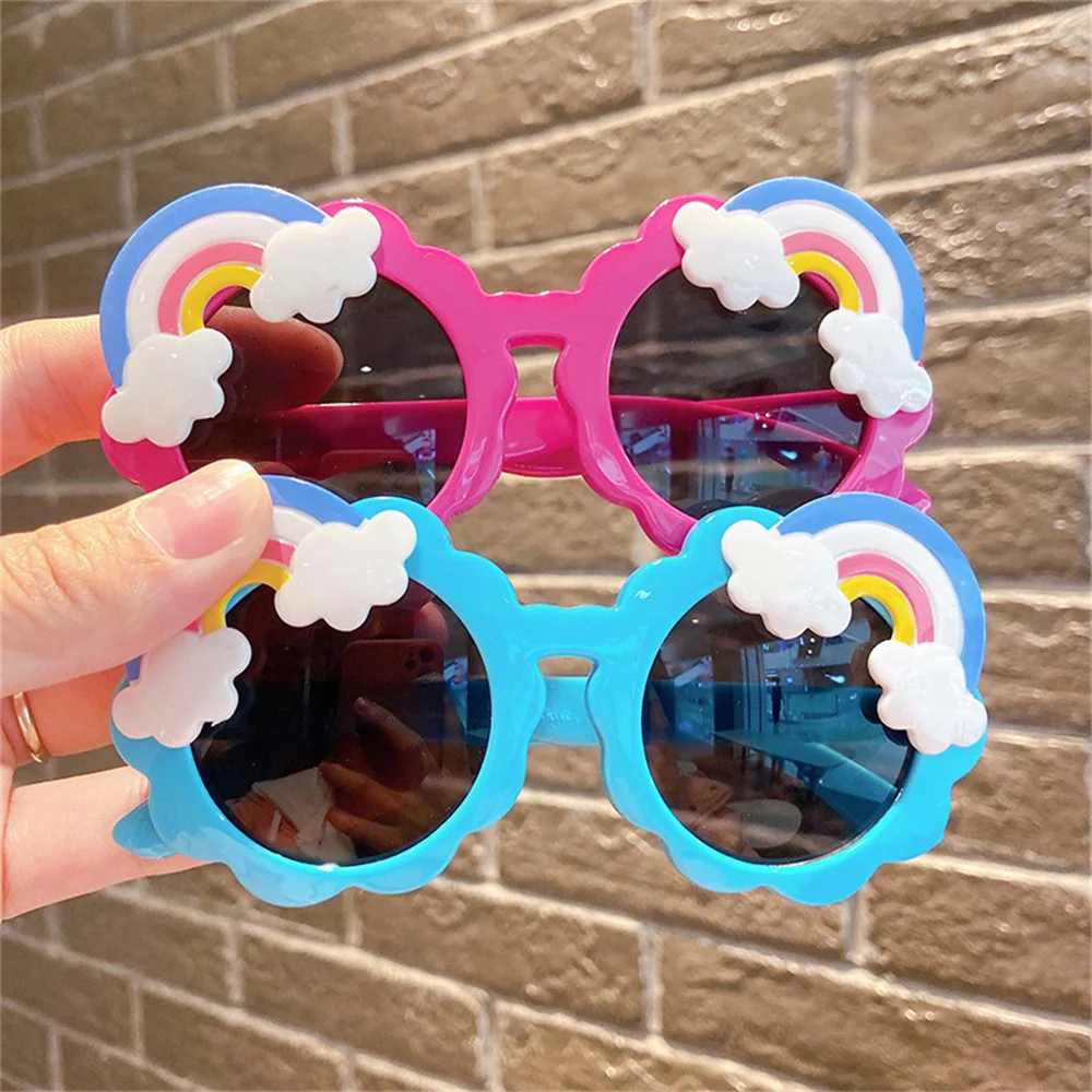 Round Sunglasses Kids Rainbow Sun Glasses Girls Children Colorful Eye Lenses Baby Shades Boys Mirror Junior's Eyeglasses