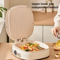 220V Electric Baking Pan Home Double-sided Heating Hanging Pancake Machine Pie Pizza Bak Pan 3 Gear Adjust Grill Machine 1400W 2