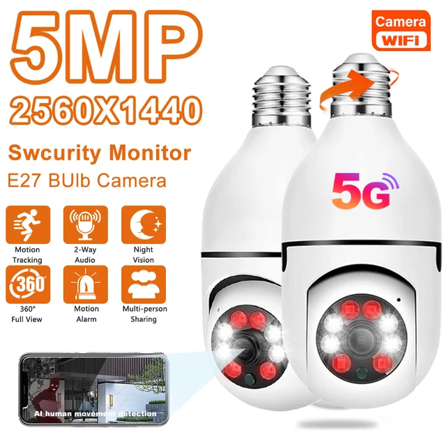 5G Wifi 5MP E27 전구 감시 카메라
