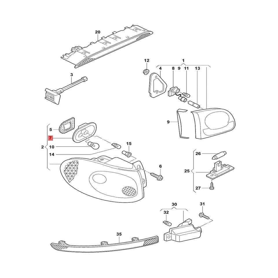 Soporte De Bombilla Para Placa De Circuito Luz Trasera VW Tiguan 5N 2008-2012 | Compatible Con 5N0945257C/5N0945258C