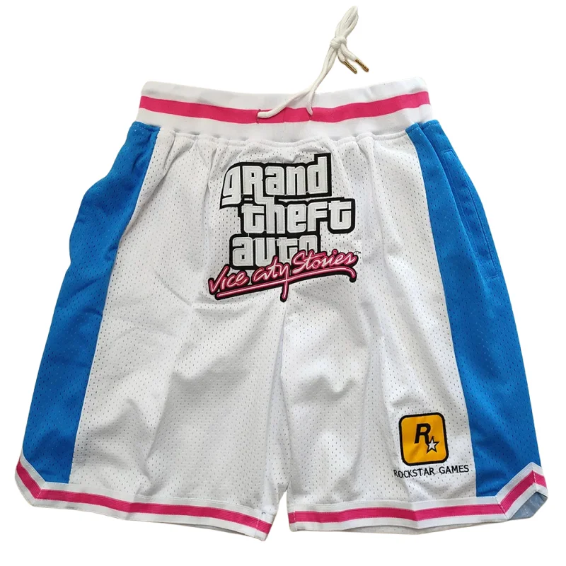 Basketball shorts GTA VICE Zipper Grand Theft Auto San Andreas Mens Sports Breathable Quick Drying