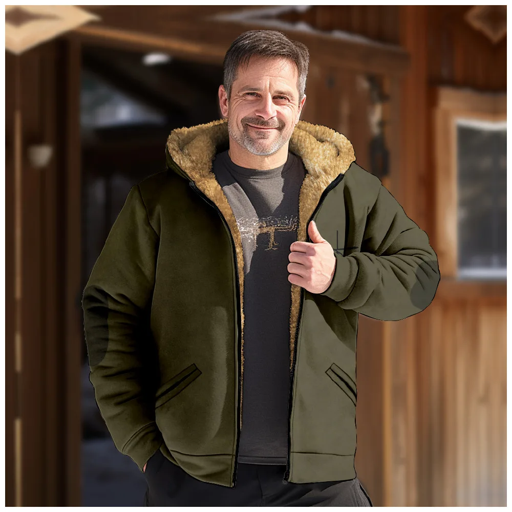 New Creative Pattern Hooded Sweater with Casual Printing Long Sleeve Zipper Sweater Thick Cotton Coat Winter A04