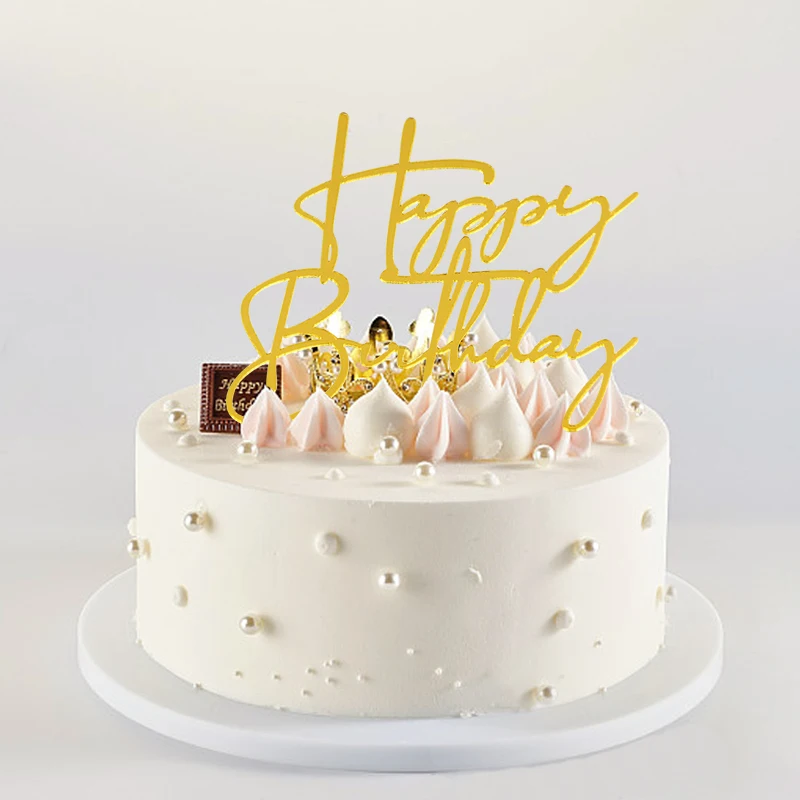 4pcs Gold Happy Birthday Acrylic Cake Toppers - Reusable Cake Decorations For Parties - View #6