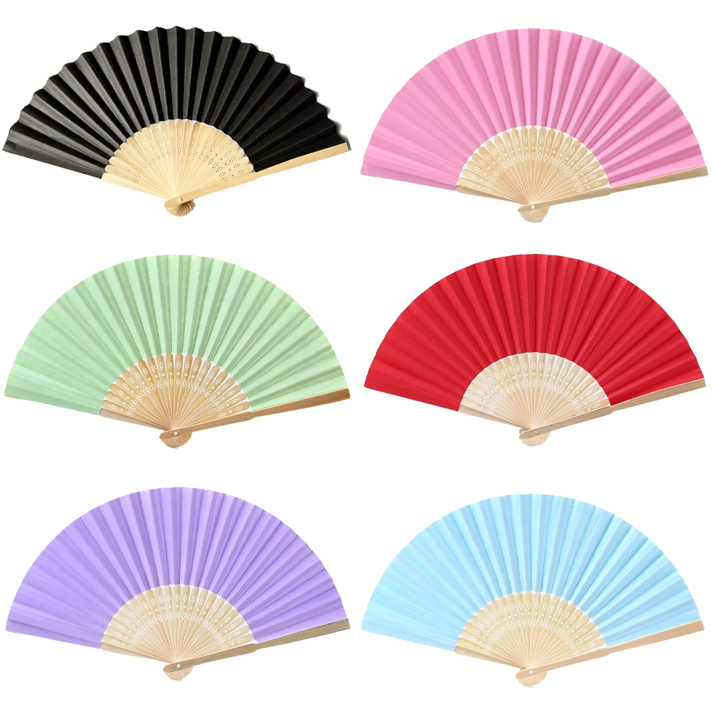 Folding Fan Bamboo Pure Color Blank Children's Painting