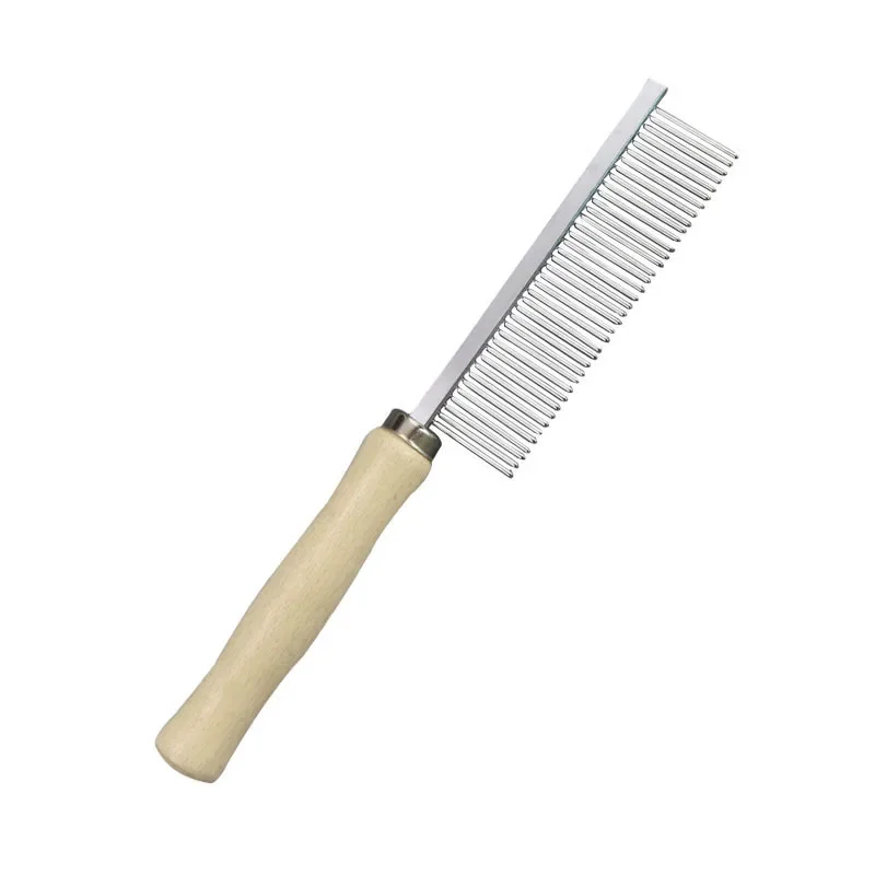 Pet Hair Grooming Accessories Wooden Handle Cat Dog Hair Comb Stainless Steel Pet Massage Hair Trimmer Comb Easy Cleaning Brush