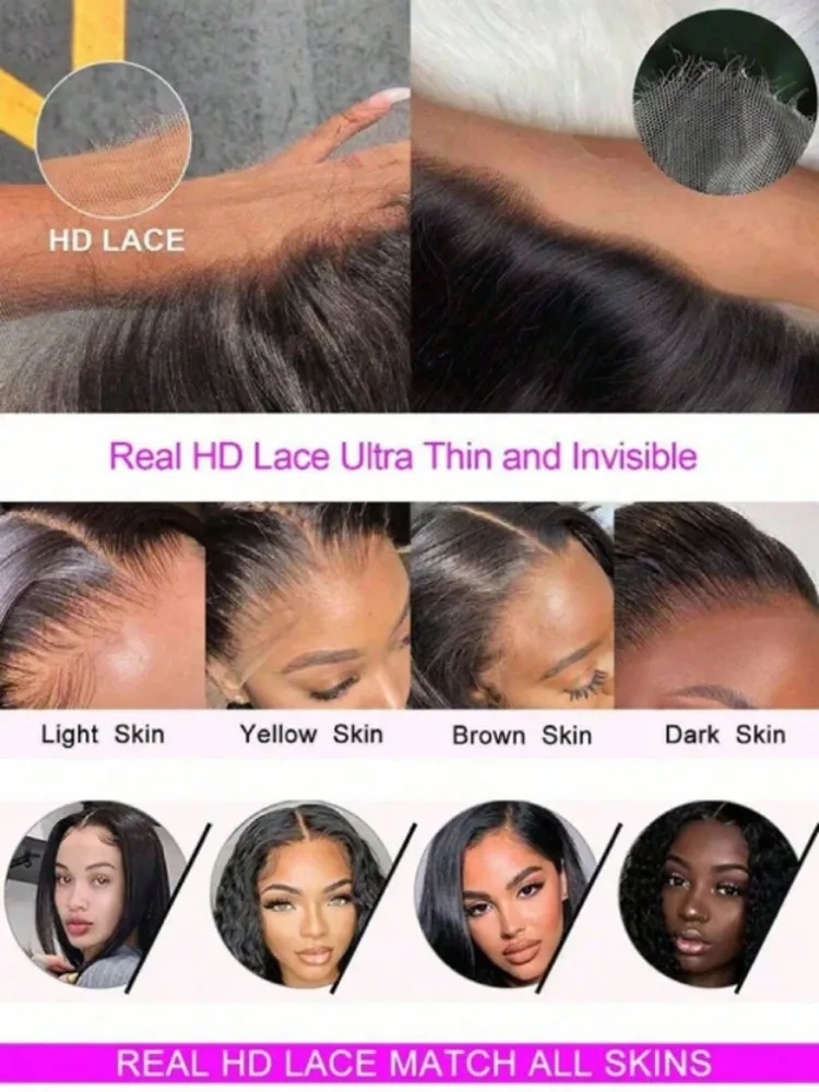 250% Density 100% Brazilian Human Hair Straight Wig - 13x4/5x5 HD Lace Front Glueless Pre-Plucked With Baby Hair Full Edges Ear