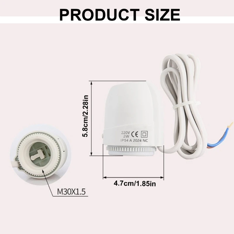 220V 전기 열 액추에이터 내구성 도자기 정상 폐쇄 밸브 바닥 난방 시스템 액세서리 용 헤드 물 분리기