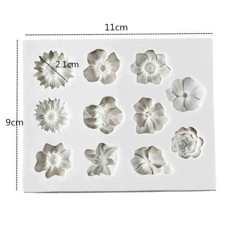 Mini Cute Creative Molds Sunflower Rose Flowers Shape Silicone Mold Cake Different Flower Combinations DIY Chocolate Mould Tools
