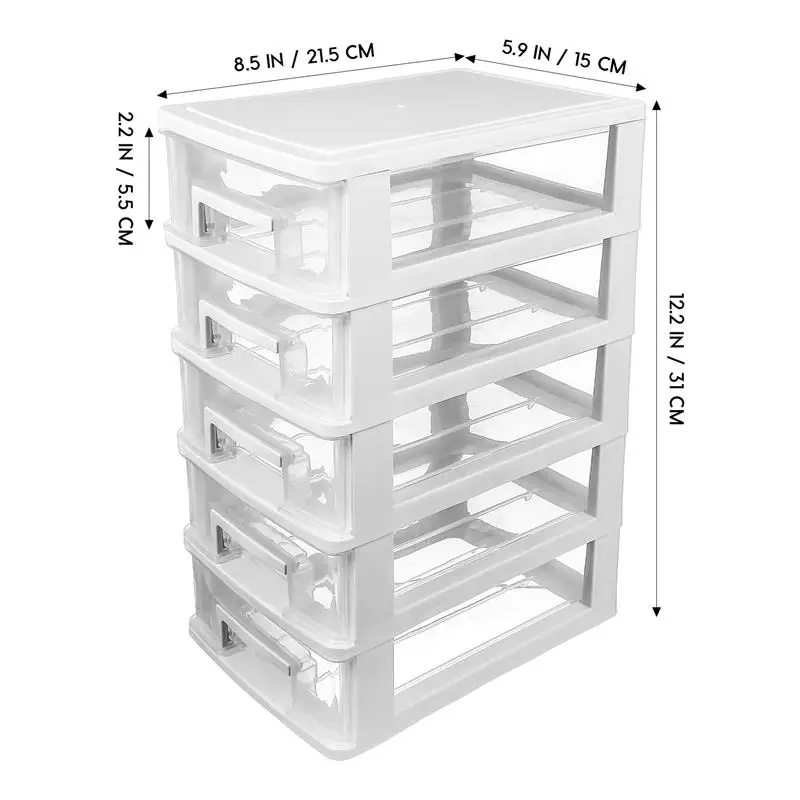 Drawer Organizers Five-Layer Storage Drawers Plastic Narrow Stackable Dustproof Desktop Case