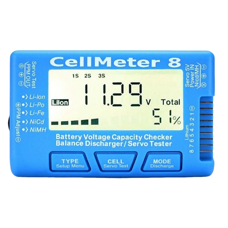 

RC Cellmeter8 1S-8S Battery Capacity Voltage Test Meter For Lipo Li-Lon Nimh Meter Durable