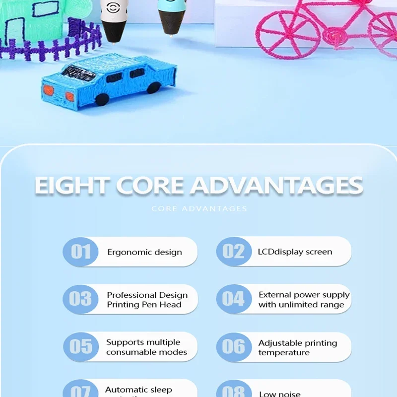 3D Printing Pen with LCD Display for Kids DIY Drawing