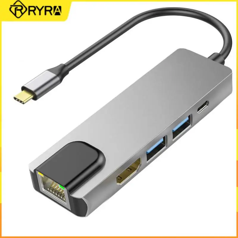 

RYRA Type-C docking station gigabit network port HDMI-compatible 4K HD one drag five USB hub support PD2.0 100W 5A fast charging