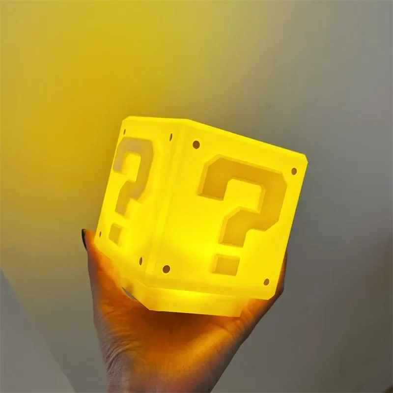 Mario Night Light Super Mario Question Mark Luminous Small Square Brick Room Decoration Desktop Atmosphere night light led night light led night lamp led atmosphere lights