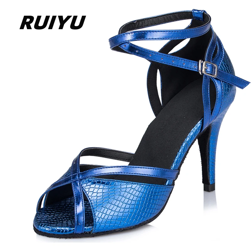 

Summer Latin Dance Shoes Women's Salsa Tango Ballroom Party Girls High Heels Blue Silver Orange Women's Sandals