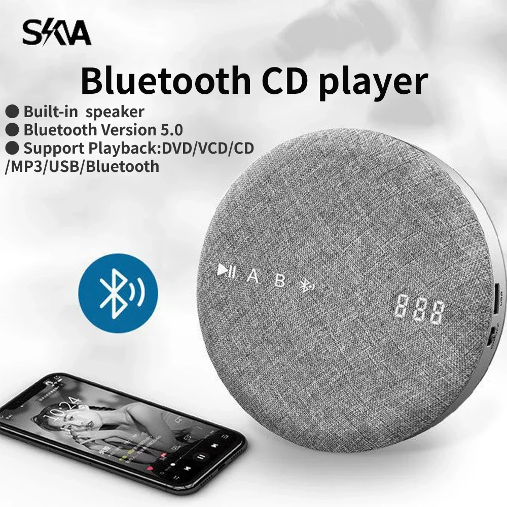 Nuovo Lettore Cd Bluetooth Portatile Dvd Vcd Mp3 Hifi Build In Speaker Music Walkman Usb Stereo Adatto Per Lo Studio Dei Bambini A Casa